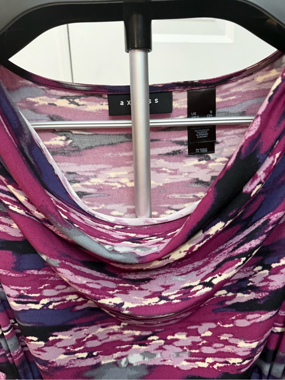 Axcess Magenta and Navy Striped Cowl-Neck Midi Dress - Picture 4 of 6